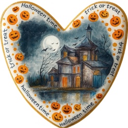 Ciastko lukrowane HALLOWEEN No.28 roz.S SERCE ręcznie robione