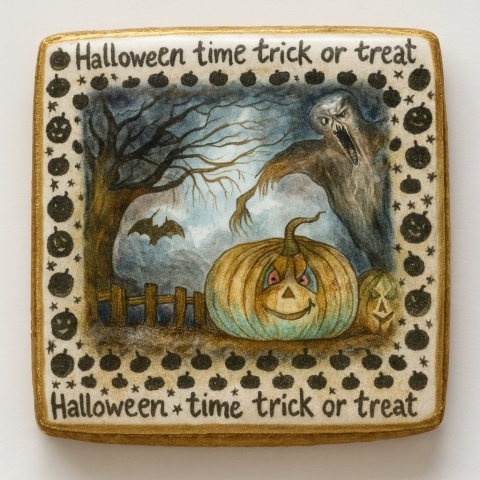 Ciastko lukrowane HALLOWEEN No.30 roz.M KWADRAT ręcznie robione Ciastko lukrowane HALLOWEEN No.30 roz.M KWADRAT ręcznie robione