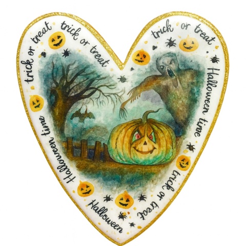 Ciastko lukrowane HALLOWEEN No.29 roz.S SERCE ręcznie robione Ciastko lukrowane HALLOWEEN No.29 roz.S SERCE ręcznie robione