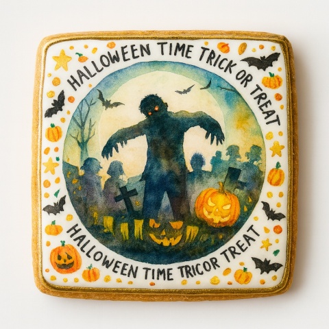 Ciastko lukrowane HALLOWEEN No.32 roz.XL KWADRAT ręcznie robione