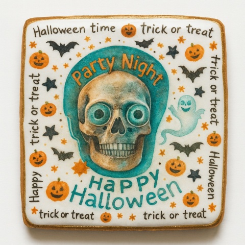 Ciastko lukrowane HALLOWEEN No.33 roz.XL KWADRAT ręcznie robione