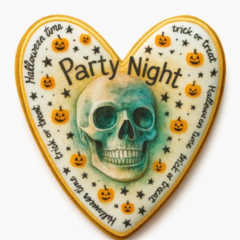 Ciastko lukrowane HALLOWEEN No.33 roz.L SERCE ręcznie robione