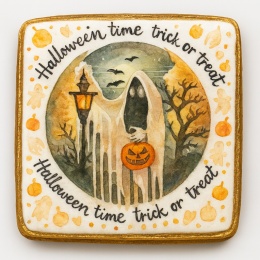 Ciastko lukrowane HALLOWEEN No.40 roz.XL KWADRAT ręcznie robione
