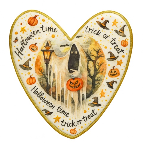 Ciastko lukrowane HALLOWEEN No.40 roz.S SERCE ręcznie robione Ciastko lukrowane HALLOWEEN No.40 roz.S SERCE ręcznie robione