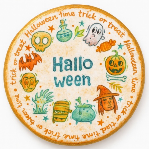 Ciastko lukrowane HALLOWEEN No.41 roz.S KOŁO ręcznie robione Ciastko lukrowane HALLOWEEN No.41 roz.S KOŁO ręcznie robione