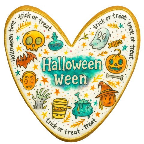 Ciastko lukrowane HALLOWEEN No.41 roz.L SERCE ręcznie robione Ciastko lukrowane HALLOWEEN No.41 roz.L SERCE ręcznie robione