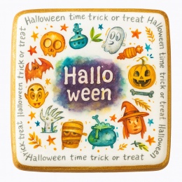 Ciastko lukrowane HALLOWEEN No.41 roz.S KWADRAT ręcznie robione
