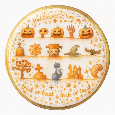 Ciastko lukrowane HALLOWEEN No.42 roz.XL KOŁO ręcznie robione Ciastko lukrowane HALLOWEEN No.42 roz.XL KOŁO ręcznie robione