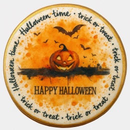 Ciastko lukrowane HALLOWEEN No.17 roz.S KOŁO ręcznie robione