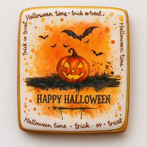 Ciastko lukrowane HALLOWEEN No.17 roz.XL PION ręcznie robione Ciastko lukrowane HALLOWEEN No.17 roz.XL PION ręcznie robione