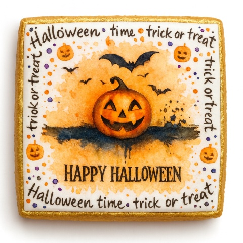 Ciastko lukrowane HALLOWEEN No.17 roz.XL POZIOM ręcznie robione Ciastko lukrowane HALLOWEEN No.17 roz.XL POZIOM ręcznie robione