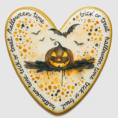 Ciastko lukrowane HALLOWEEN No.17 roz.L SERCE ręcznie robione Ciastko lukrowane HALLOWEEN No.17 roz.L SERCE ręcznie robione