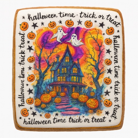 Ciastko lukrowane HALLOWEEN No.44 roz.XL PION ręcznie robione Ciastko lukrowane HALLOWEEN No.44 roz.XL PION ręcznie robione