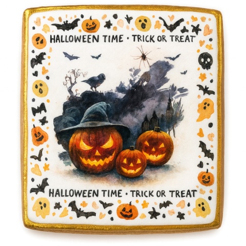 Ciastko lukrowane HALLOWEEN No.21 roz.L KWADRAT ręcznie robione Ciastko lukrowane HALLOWEEN No.21 roz.L KWADRAT ręcznie robione