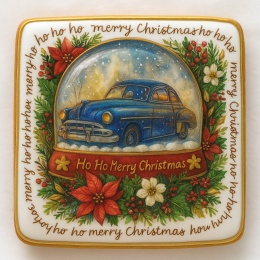 Ciastko lukrowane KULA AUTO OLD BOŻE NARODZENIE KWADRAT roz.L ręcznie robione
