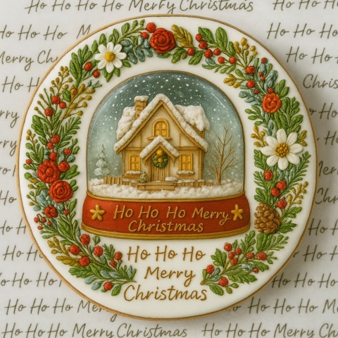 Ciastko lukrowane DOMEK NOC KULA BOŻE NARODZENIE KOŁO roz.L ręcznie robione