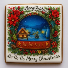 Ciastko lukrowane DOMEK NOC KULA BOŻE NARODZENIE KWADRAT roz.S ręcznie robione