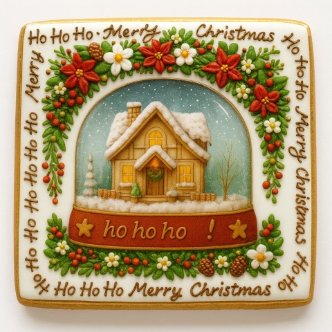 Ciastko lukrowane DOMEK ZIMA KULA BOŻE NARODZENIE POZIOM roz.L ręcznie robione