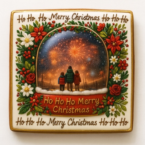 Ciastko lukrowane FAMILY KULA BOŻE NARODZENIE KWADRAT roz.XL ręcznie robione