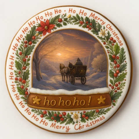 Ciastko lukrowane FROSTY DAY BOŻE NARODZENIE KOŁO roz.XL ręcznie robione