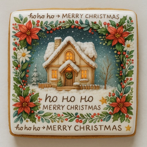 Ciastko lukrowane WINTER TIME BOŻE NARODZENIE KWADRAT roz.S ręcznie robione