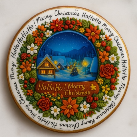 Ciastko lukrowane NIGHT KULA BOŻE NARODZENIE KOŁO roz.L ręcznie robione