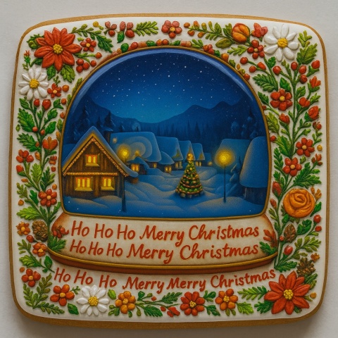 Ciastko lukrowane NIGHT KULA BOŻE NARODZENIE KWADRAT roz.M ręcznie robione