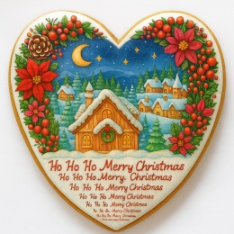 Ciastko lukrowane NIGHT MOON BOŻE NARODZENIE SERCE roz.L ręcznie robione