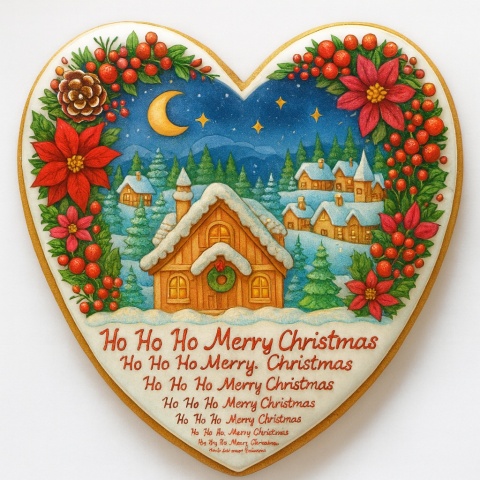 Ciastko lukrowane NIGHT MOON BOŻE NARODZENIE SERCE roz.L ręcznie robione