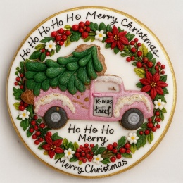 Ciastko lukrowane PICK UP PINK BOŻE NARODZENIE KOŁO roz.XL ręcznie robione