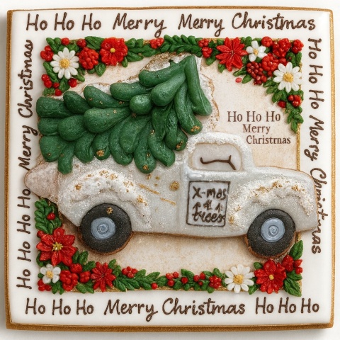 Ciastko lukrowane PICK UP WHITE BOŻE NARODZENIE KWADRAT roz.XL ręcznie robione