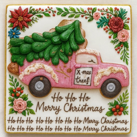 Ciastko lukrowane PINK UP BOŻE NARODZENIE KWADRAT roz.M ręcznie robione