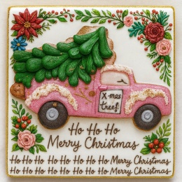 Ciastko lukrowane PINK UP BOŻE NARODZENIE KWADRAT roz.S ręcznie robione