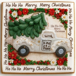 Ciastko lukrowane WHITE UP BOŻE NARODZENIE KWADRAT roz.L ręcznie robione