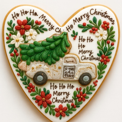 Ciastko lukrowane WHITE UP BOŻE NARODZENIE SERCE roz.L ręcznie robione