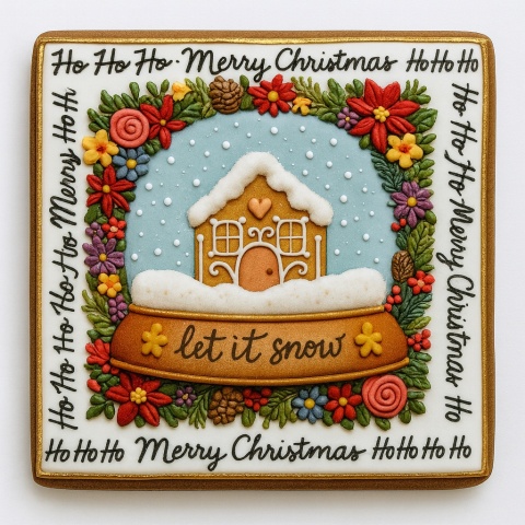 Ciastko lukrowane WINTER KULA BOŻE NARODZENIE KWADRAT roz.XL ręcznie robione