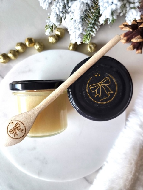 Mam Miodek z podlaskiej pasieki rzepak z drewnianą łyżeczką