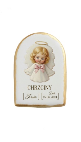 Ciastko lukier Twój Sakrament personalizuj napis  Chrzciny Aniołek