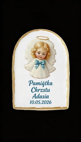 Ciastko lukier Twój Sakrament personalizuj napis  Chrzest Adasia
