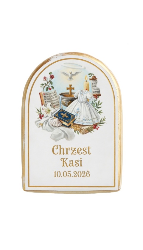 Ciastko lukier Twój Sakrament personalizuj napis  Chrzest Kasi