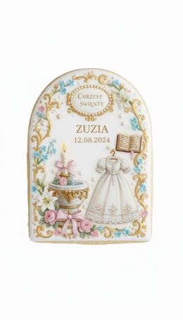 Ciastko lukier Twój Sakrament personalizuj napis  Chrzest Święty ZUZIA