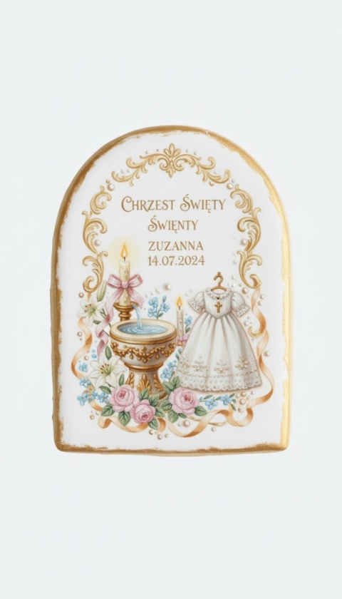Ciastko lukier Twój Sakrament personalizuj napis  Chrzest Święty
