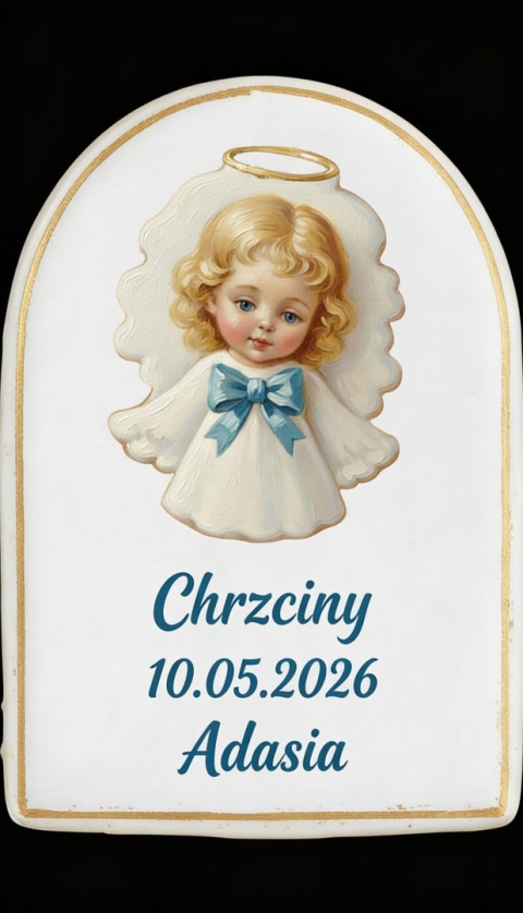 Ciastko lukier Twój Sakrament personalizuj napis  Chrzest aniołka