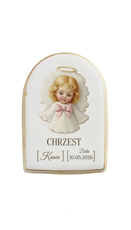 Ciastko lukier Twój Sakrament personalizuj napis  Chrzest
