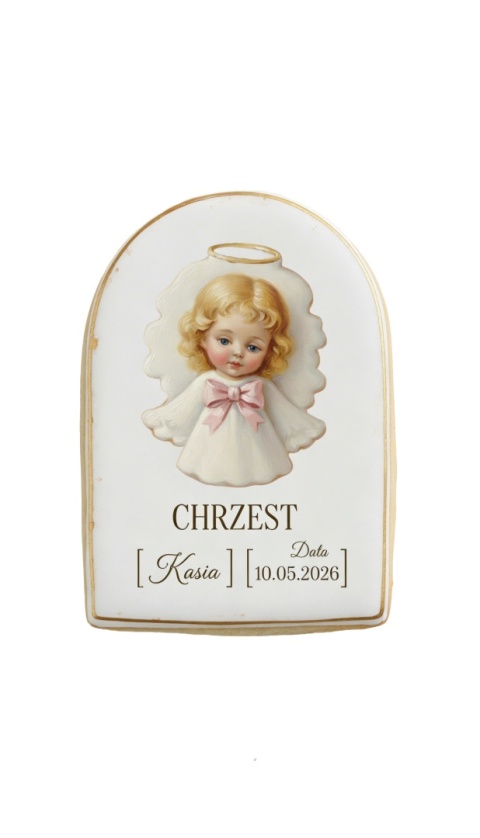 Ciastko lukier Twój Sakrament personalizuj napis  Chrzest
