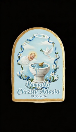 Ciastko lukier Twój Sakrament personalizuj napis  Pamiątka Chrztu Adasia