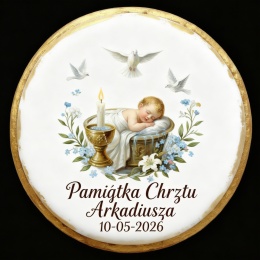 Ciastko lukier Twój Sakrament personalizuj napis  Pamiątka Chrztu Arkadiusza