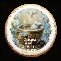 Ciastko lukier Twój Sakrament personalizuj napis  Pamiątka Chrztu
