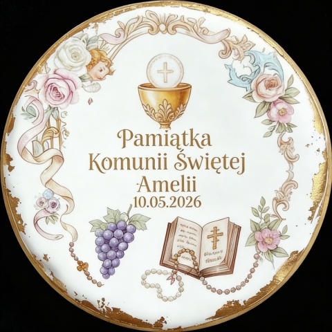 Ciastko lukrowane  Podziękowanie Sakrament Dodaj Dedykację  Pamiątka Komunii Świętej Amelii dla gości  Pamiątka