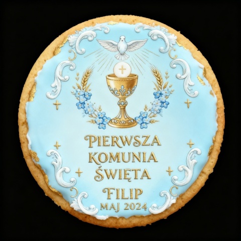 Ciastko lukier Twój Sakrament personalizuj   Pierwsza Komunia Święta